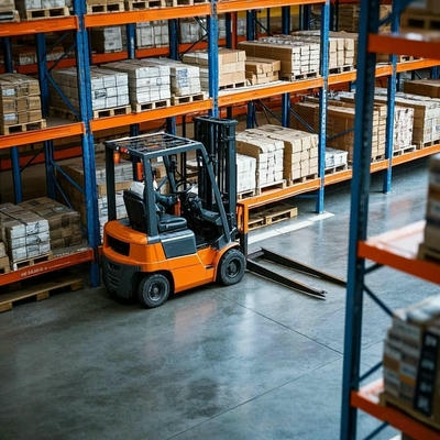رافعة شوكية في المستودع